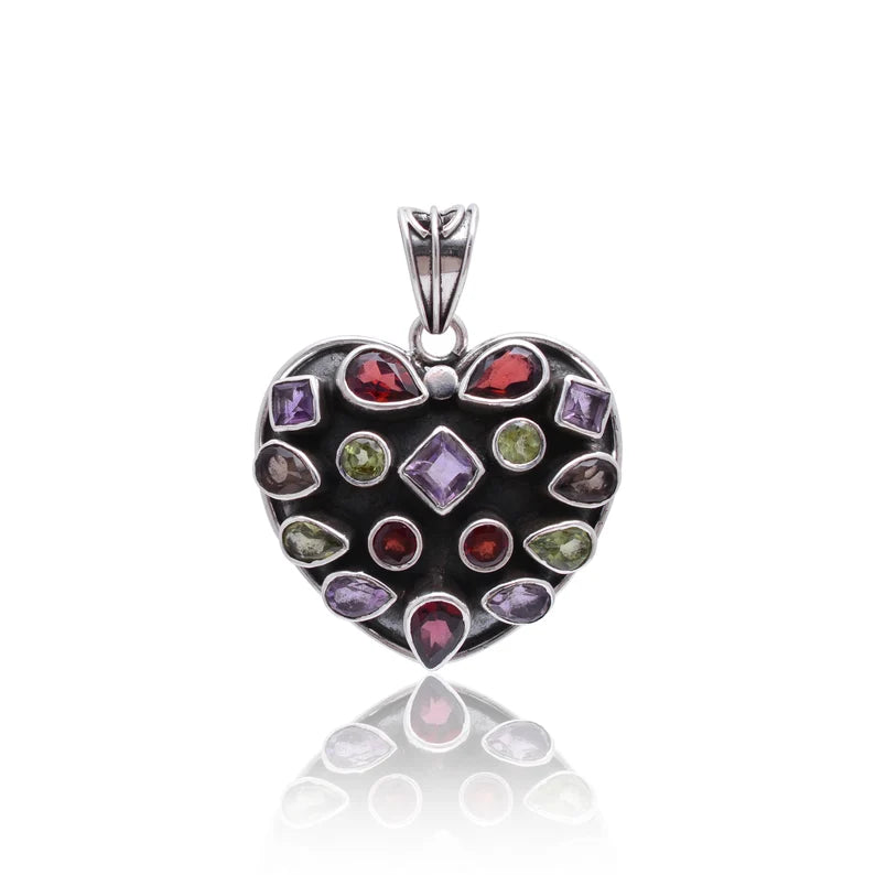 Natural Multi Stone 925 Sterling Silver Pendant