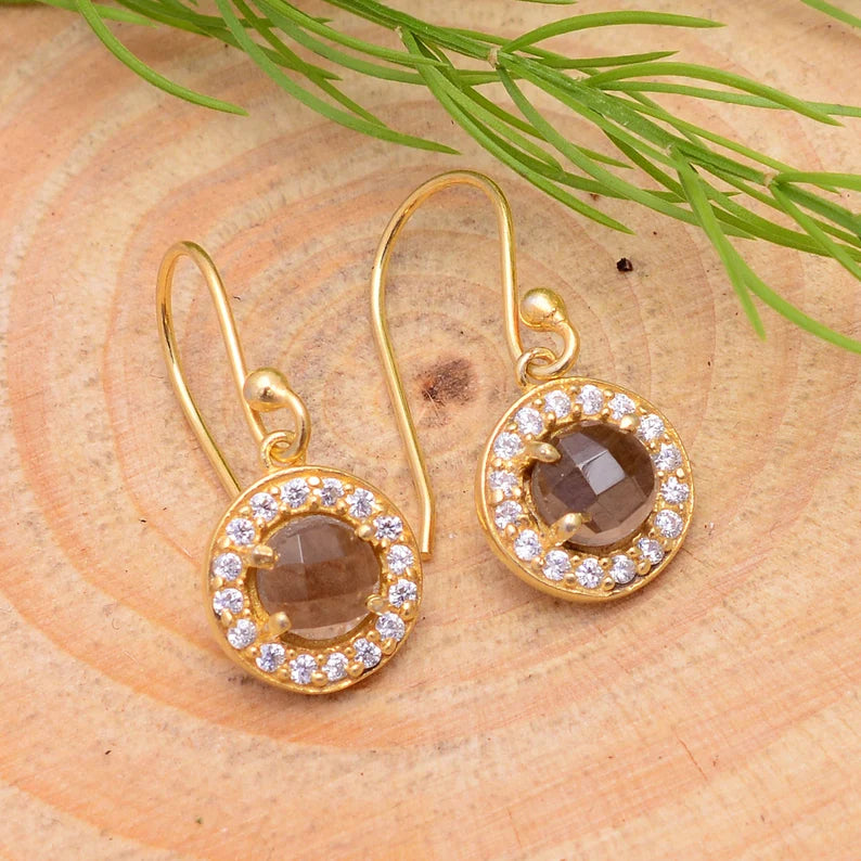 Smoky Quartz Gemstone Handcrafted Drop Earrings