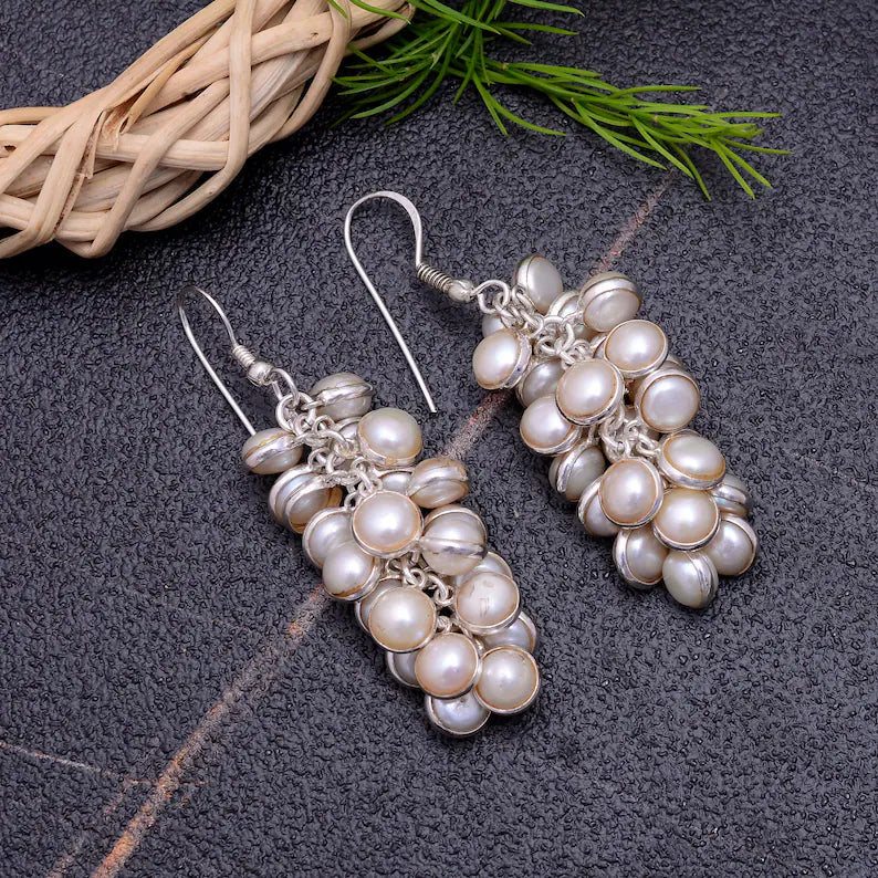 Pearl Bunch Handcrafted Drop Earrings