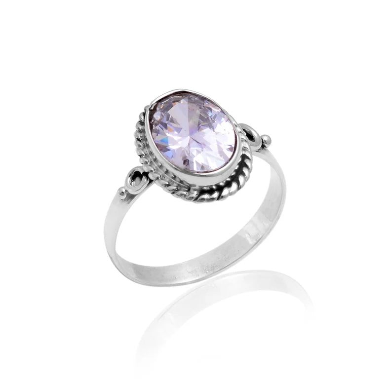 Handmade Oval CubicZirconia Statement Promise Ring