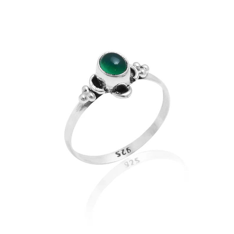 Green Onyx Handmade Promise Statement Birthstone Ring