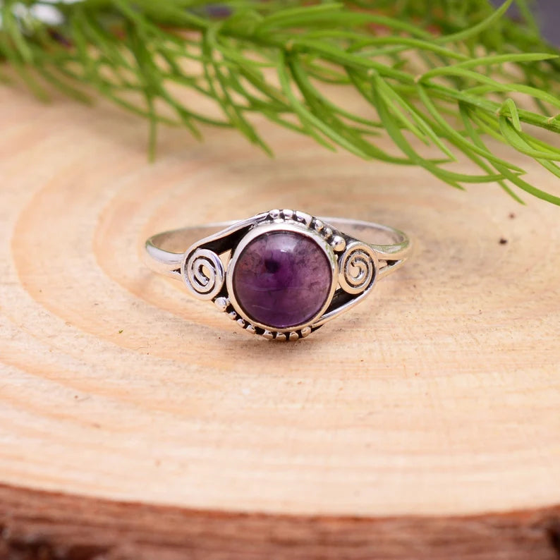 Amethyst February Birthstone Minimalist Handcrafted Ring