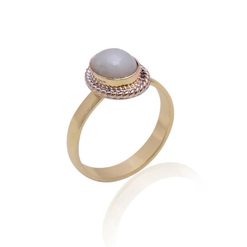 Rainbow Moonstone Handcrafted Statement Birthstone Ring