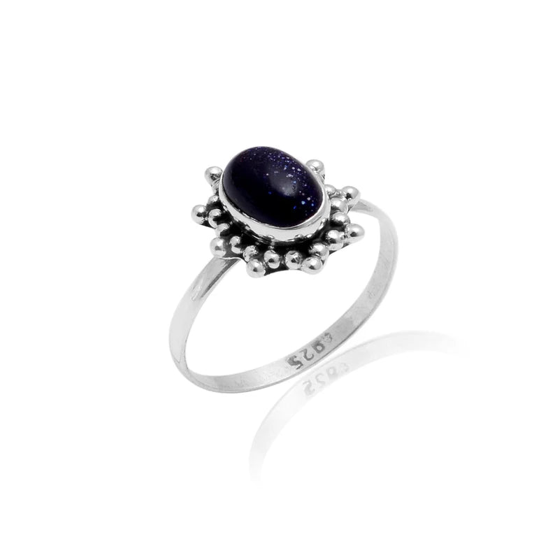 Sparkingly Blue Galaxy Sun Sitara Stone Birthstone Ring