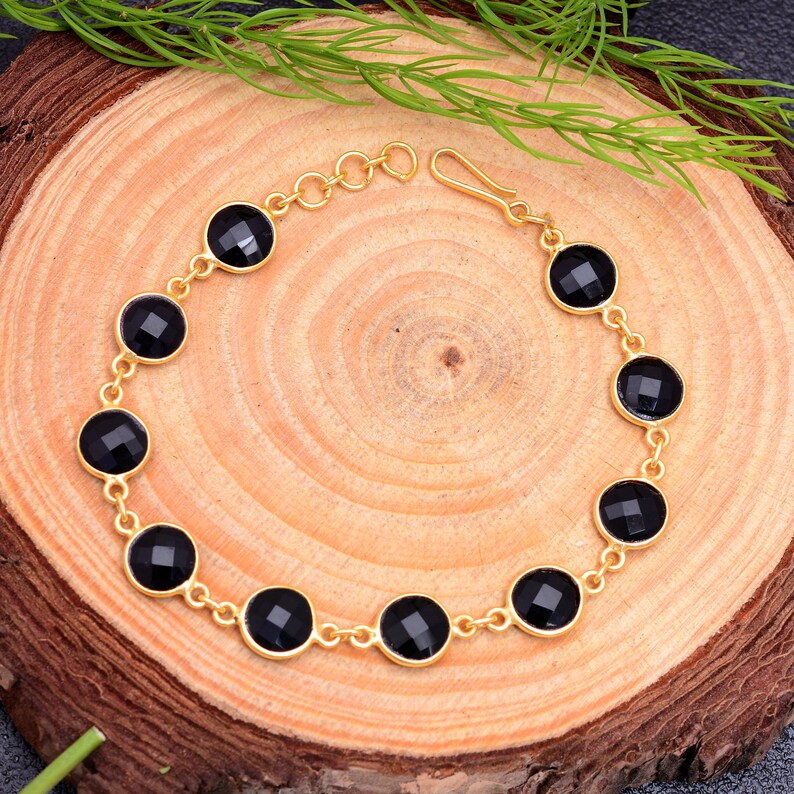 Black Onyx Sterling Silver Bracelet with Beads