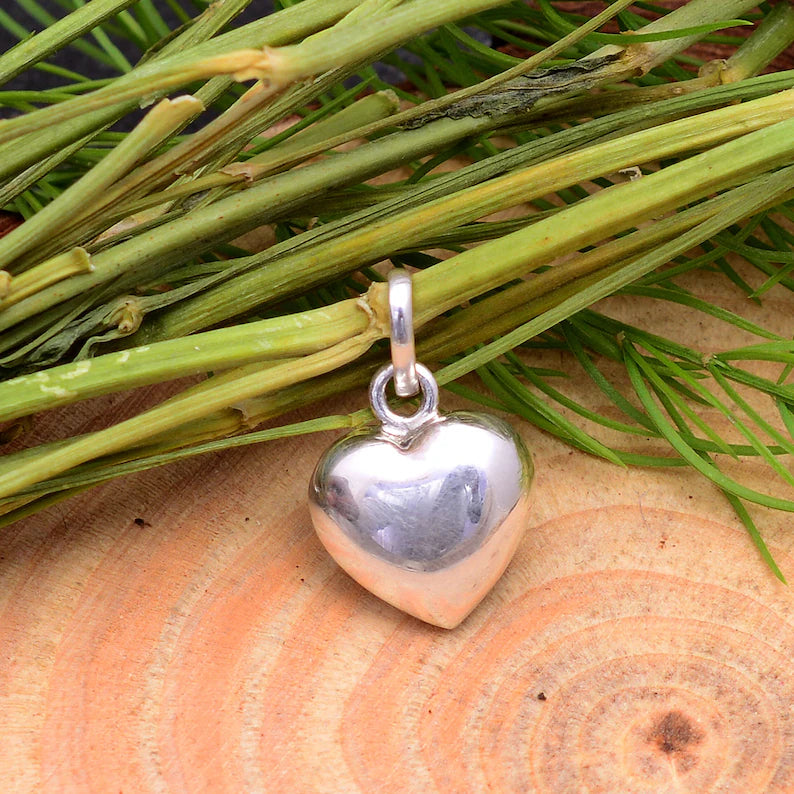 Puffy Heart Vintage 925 Sterling Silver Pendant