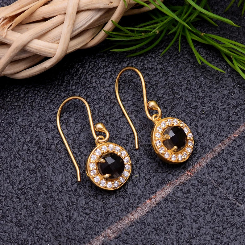 Smoky Quartz Gemstone Handcrafted Drop Earrings