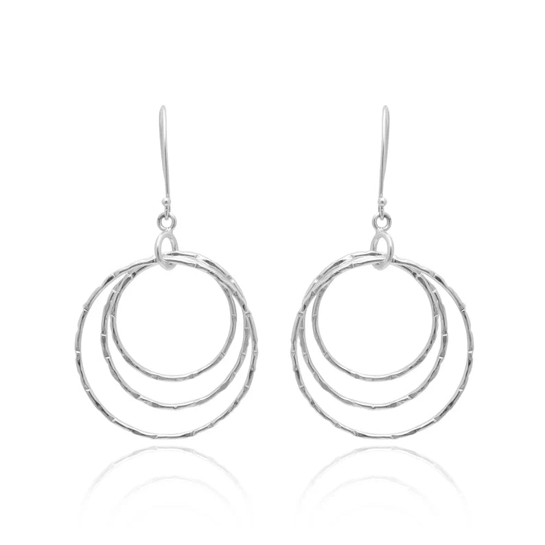 Round Hoop Hammered Drop And Dangle Earrings