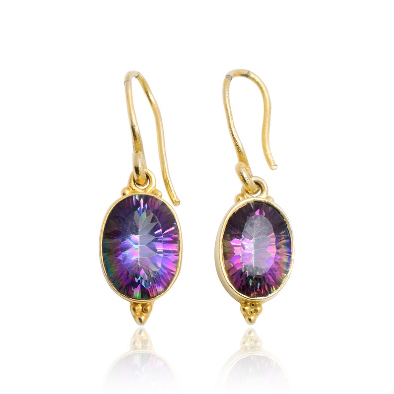 Mystic Quartz Gemstone Handmade Drop Earrings