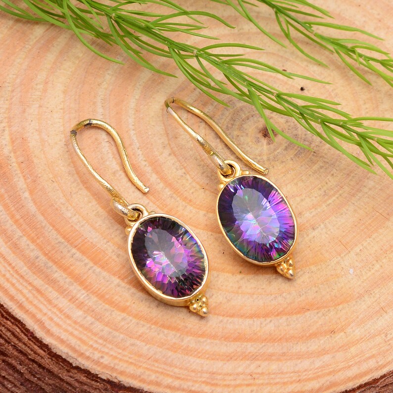 Mystic Quartz Gemstone Handmade Drop Earrings