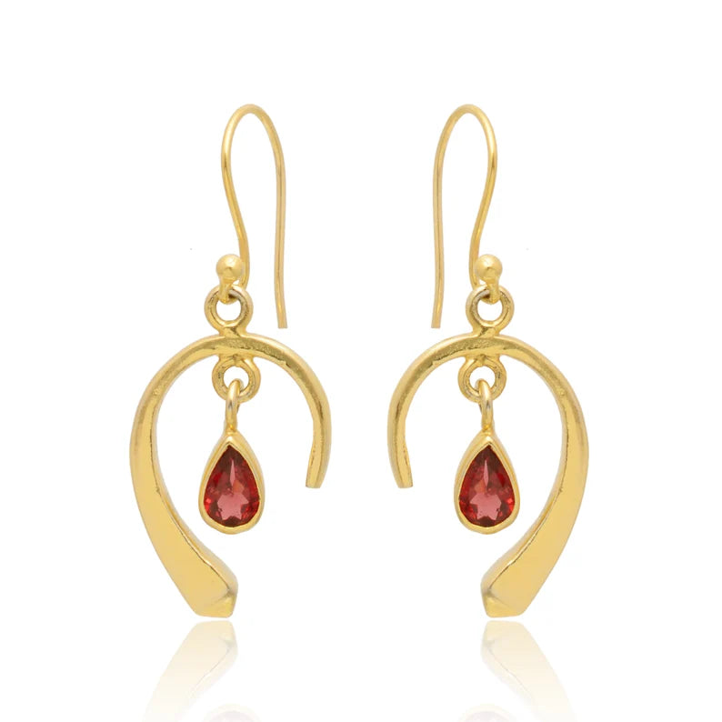 Stunning Red Garnet Dangling Handcrafted Drop Earrings