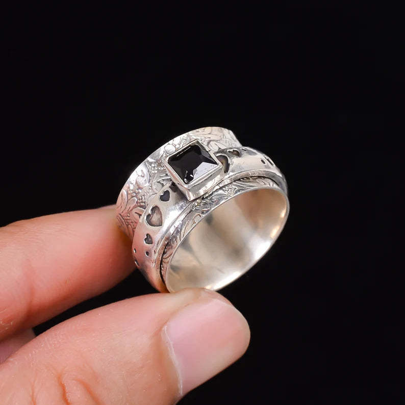 Spinner Black Onyx Promise Ring
