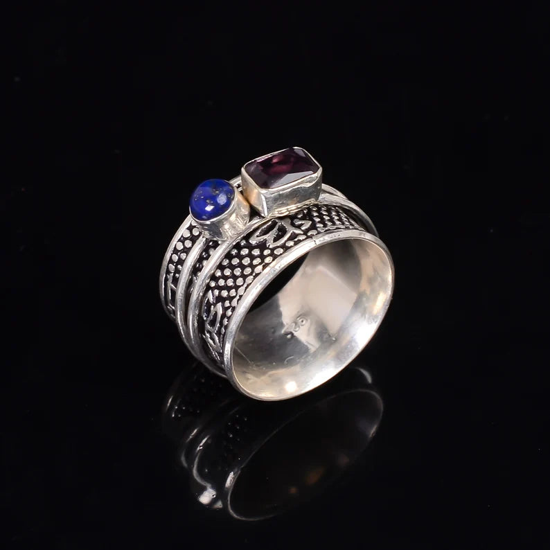 Spinner Amethyst And Lapis Ring