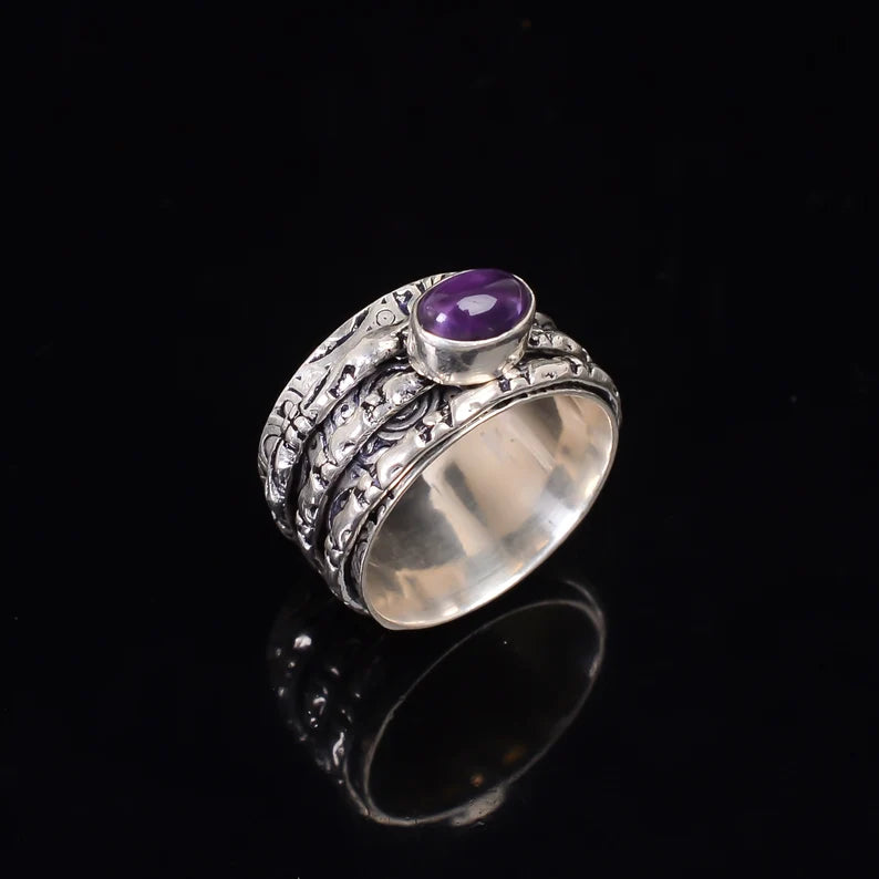 Spinner Amethyst Anti Anxiety Ring