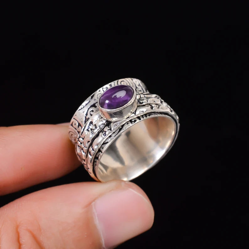 Spinner Amethyst Anti Anxiety Ring