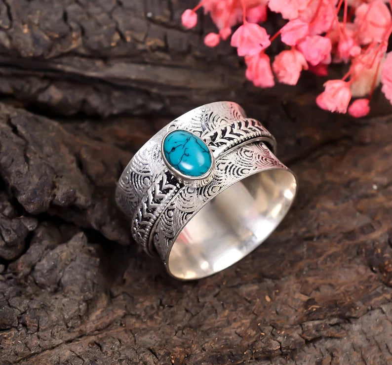 Turquoise Spinner Promise Worry Ring