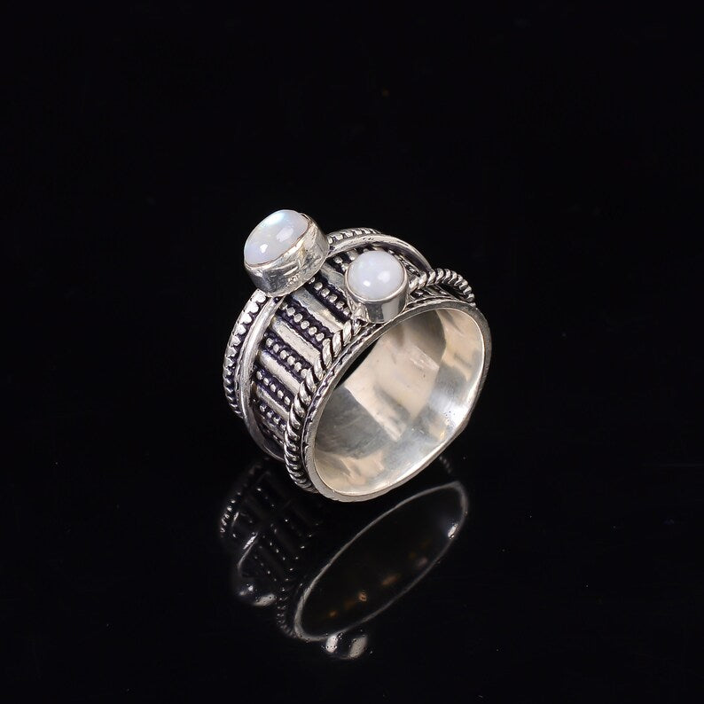Spinner Rainbow Moonstone Fidget Ring