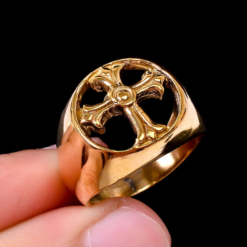 Vintage Cross Statement Handmade Jesus Signet Ring