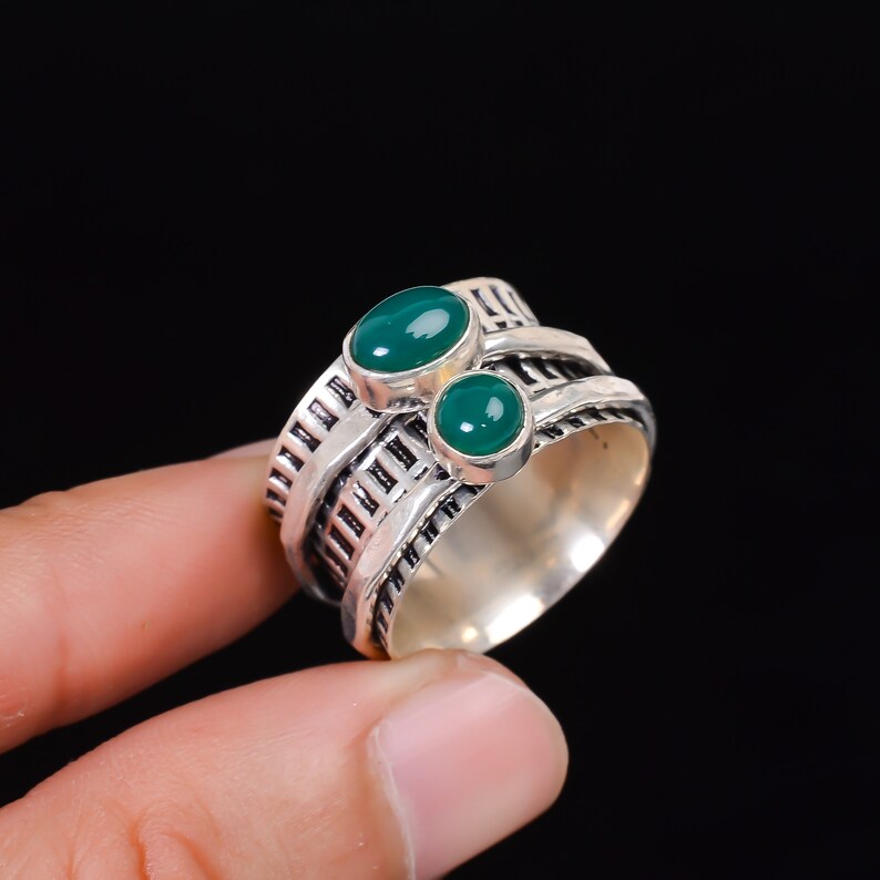 Green Onyx Fidget Spinner Ring