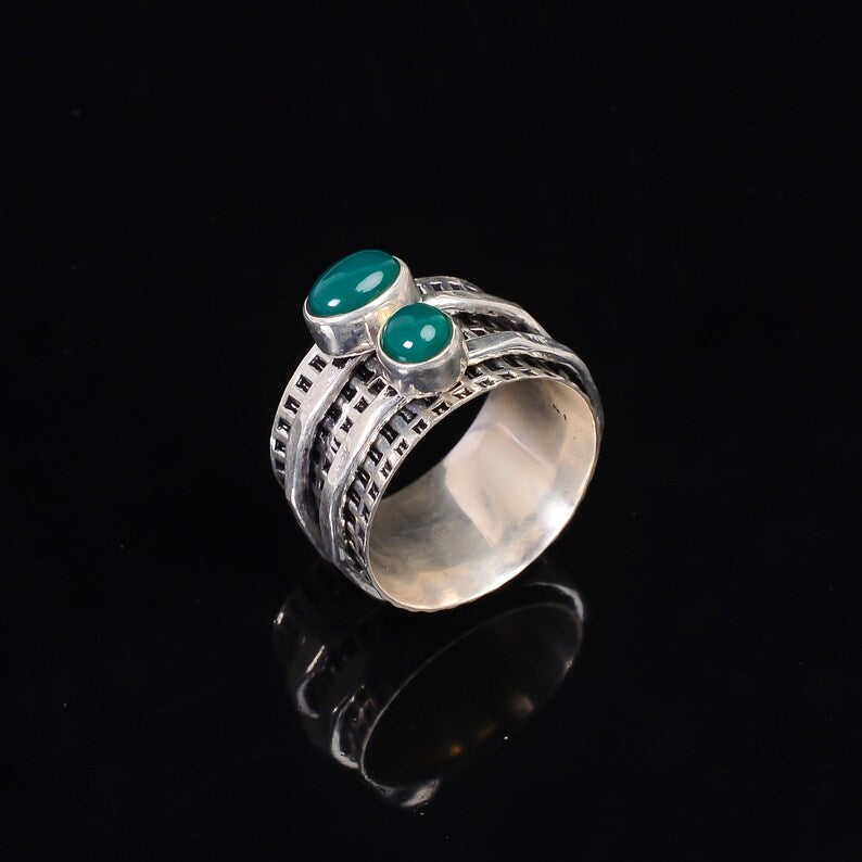 Green Onyx Fidget Spinner Ring