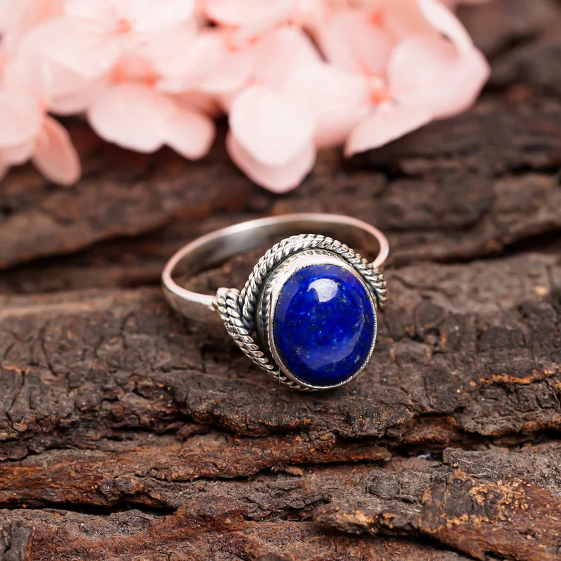 Lapis Lazuli Engagement Handcrafted Signet Ring