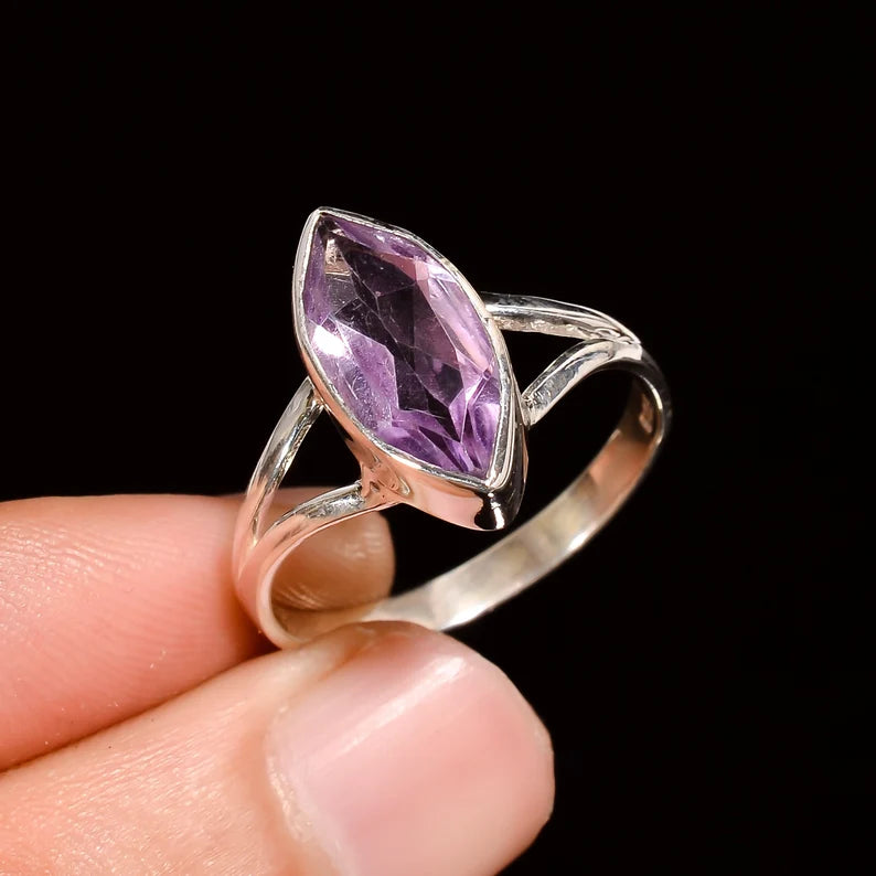 Amethyst Gemstone Handcrafted February Birthstone Ring