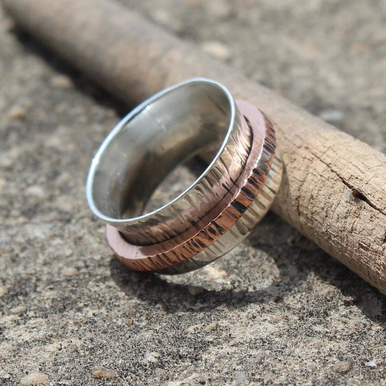 Thumb Spinner Band Dual Tone Ring