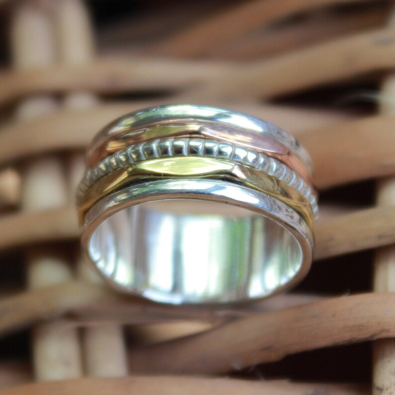 Three Tone Spinner Thumb Handcrafted Ring