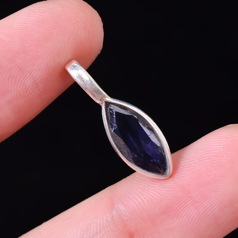Iolite 925 Sterling Silver Marquise Shaped Pendant