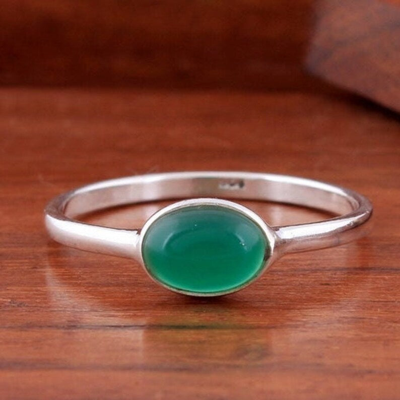 Green Onyx Gemstone Handcrafted Birthstone Ring
