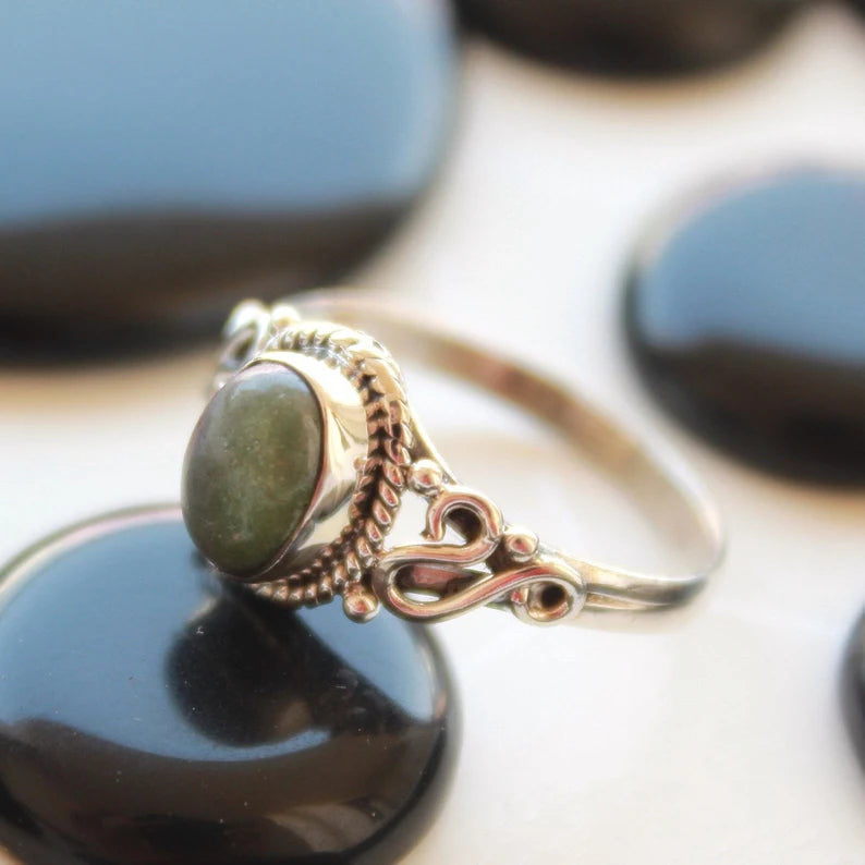 Green Agate Gemstone Handmade Statement Ring
