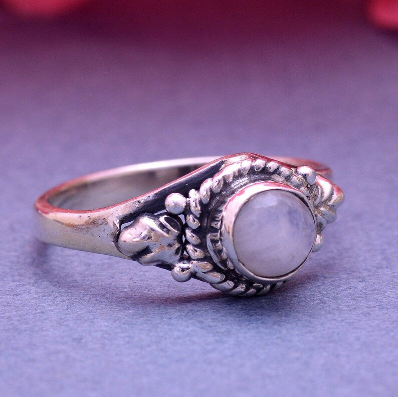 Rainbow Moonstone Handcrafted Statement Birthstone Ring