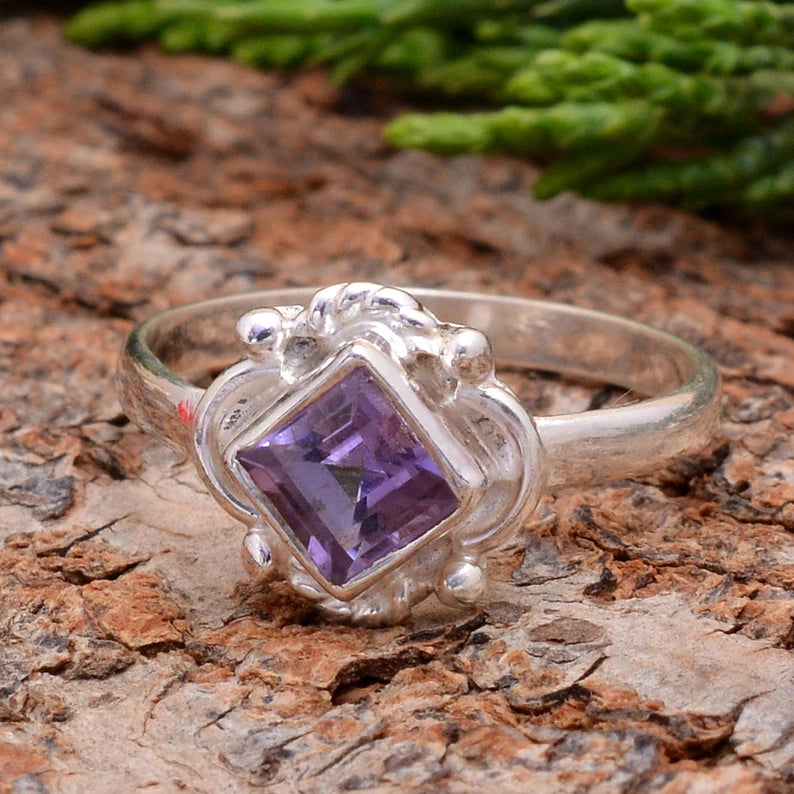 Amethyst Statement Handmade Birthstone Ring