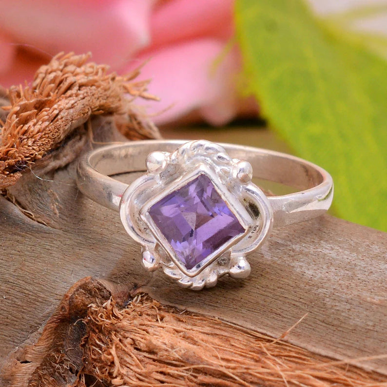 Amethyst Statement Handmade Birthstone Ring