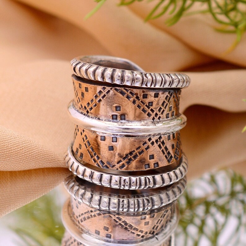 Antique Looking Wavy Thumb Meditation Statement Ring
