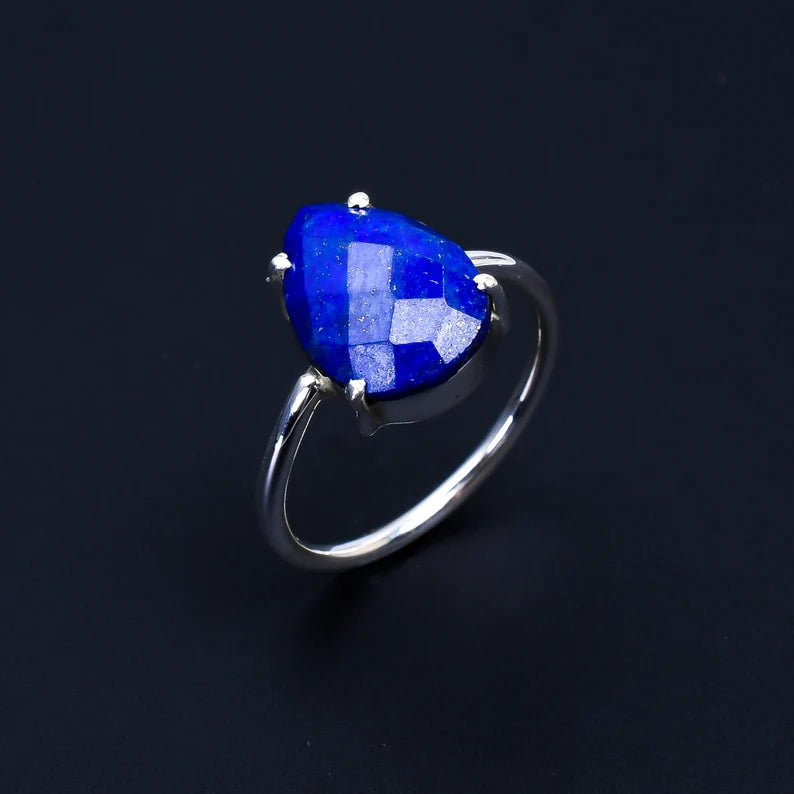 Lapis Lazuli Silver Engagement Ring