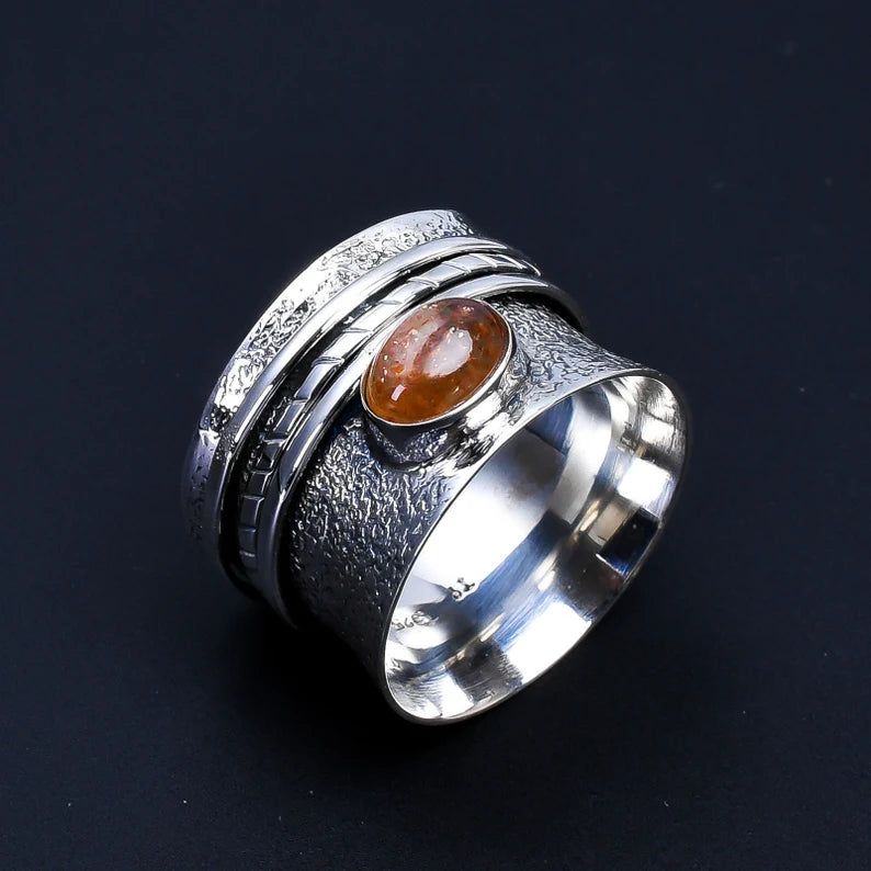 Spinner Meditation Sunstone Ring
