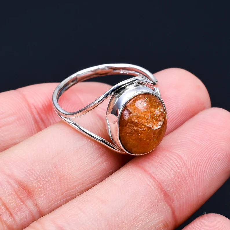 Natural Sunstone Gemstone Handmade Sandstone Ring