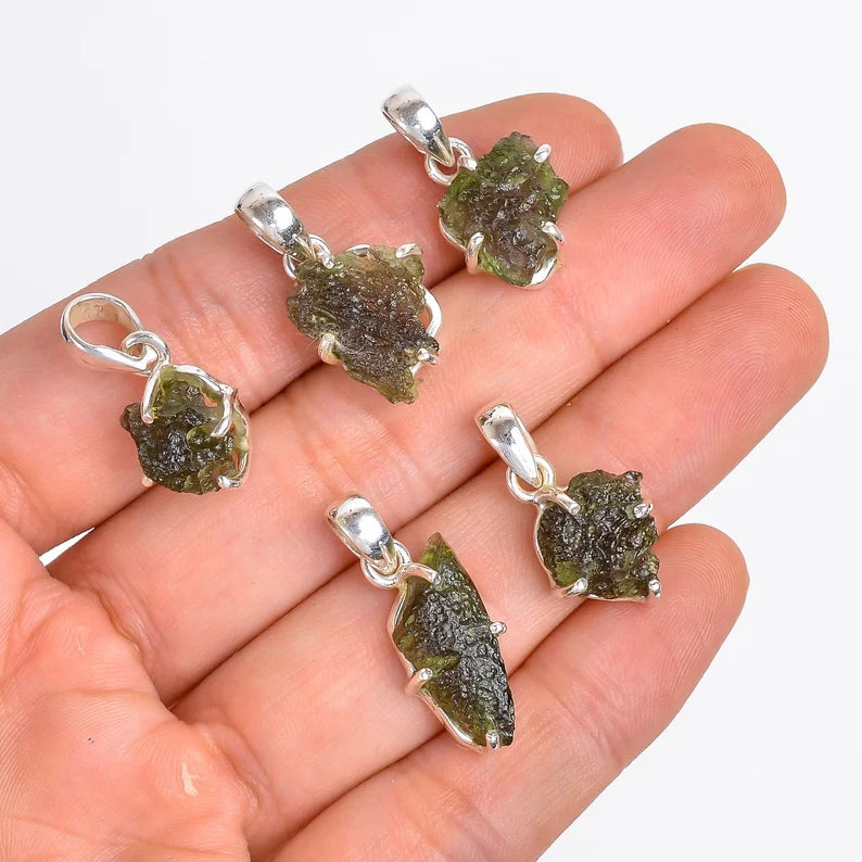 Moldavite Gemstone 925 Sterling Silver Pendant