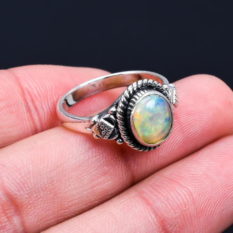 Opal Handcrafted Birthstone Ring