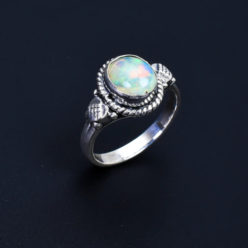 Opal Handcrafted Birthstone Ring