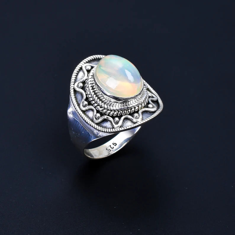 Opal Handcrafted Signet Ring