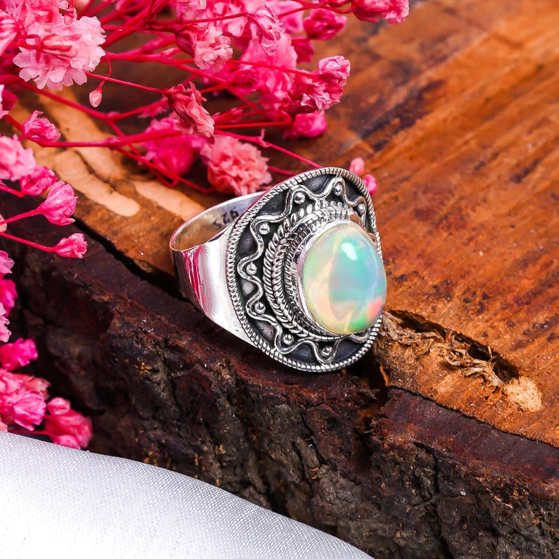 Opal Handcrafted Signet Ring