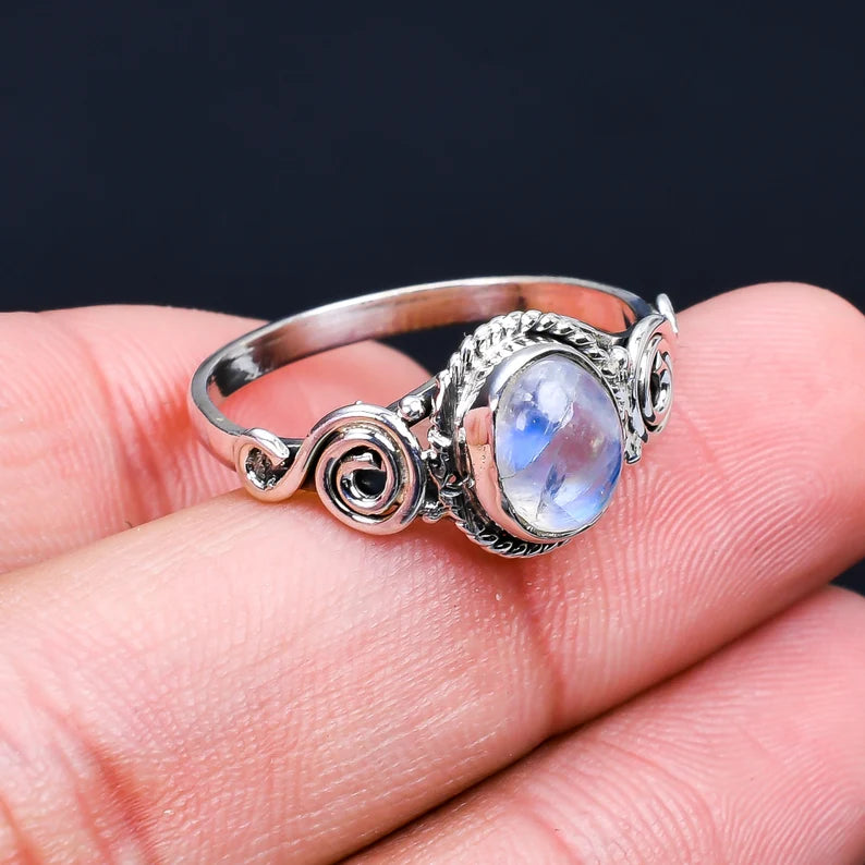 Rainbow Moonstone Handmade Promise Ring