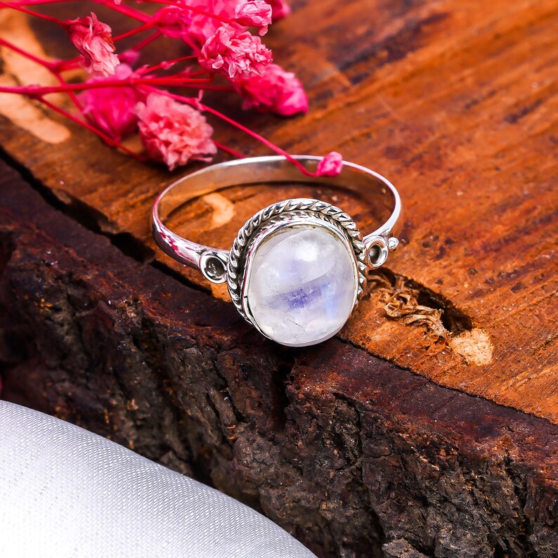 Rainbow Moonstone Handmade Promise Ring