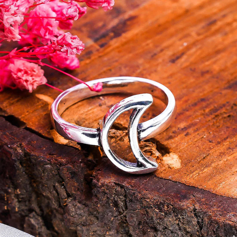 Crescent Half Moon Statement Handcrafted Minimalist Ring
