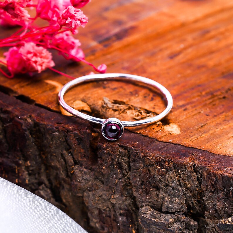 Garnet Gemstone Handcrafted Statement Minimalist Ring