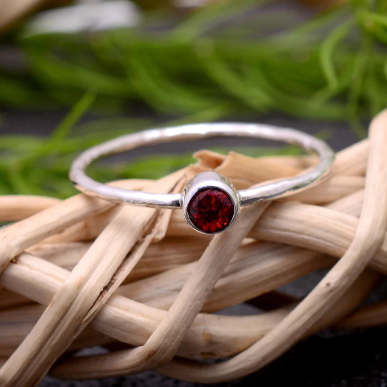 Garnet Gemstone Handcrafted Statement Birthstone Ring