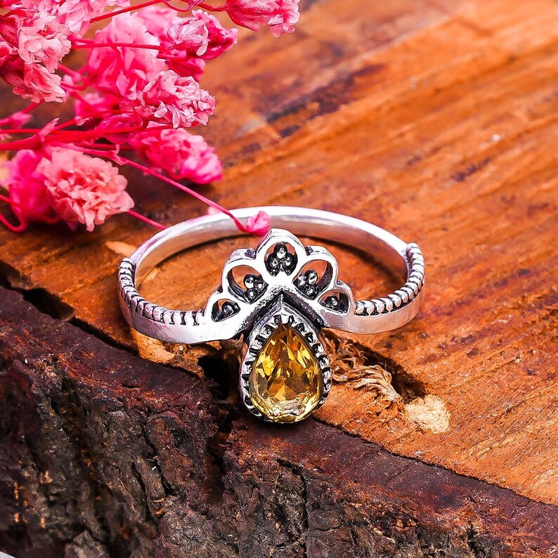 Citrine Gemstone Handcrafted Statement Crown Ring