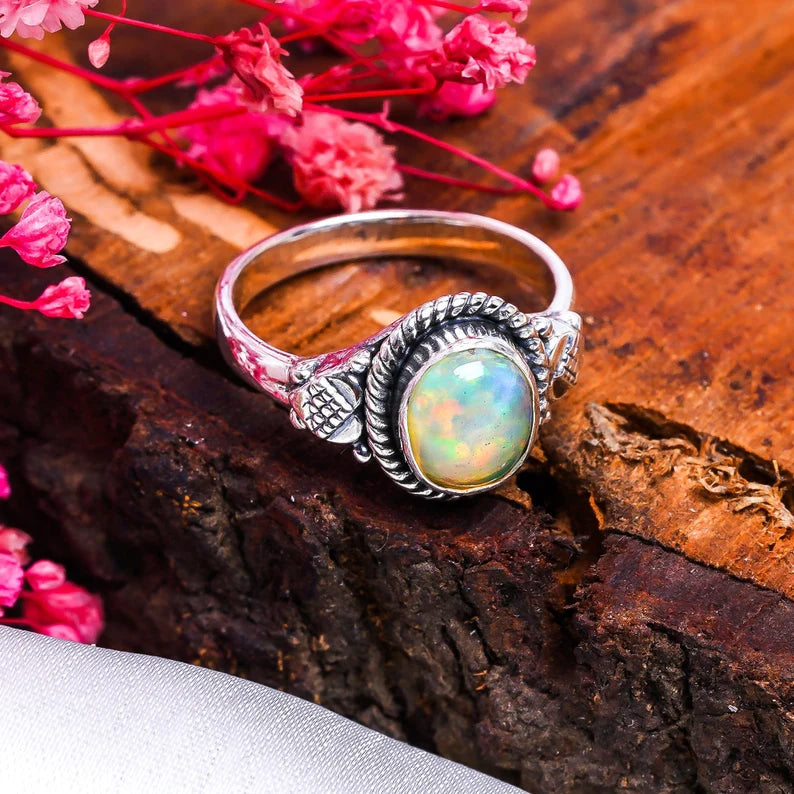 Opal Handcrafted Birthstone Ring
